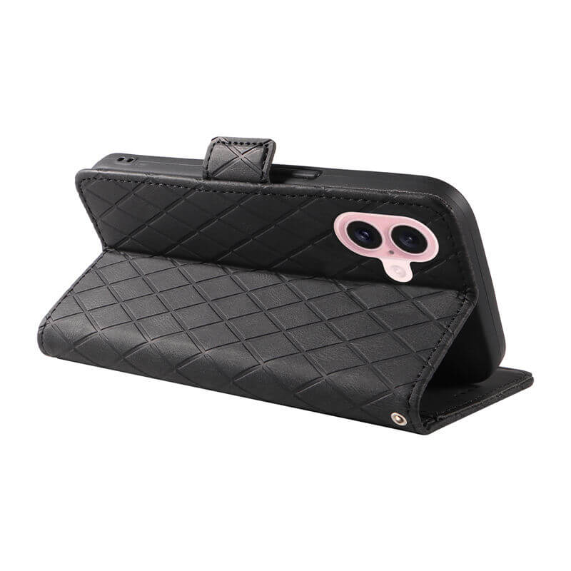 For iPhone 16 Color Splicing Wallet Kickstand Magnetic Case