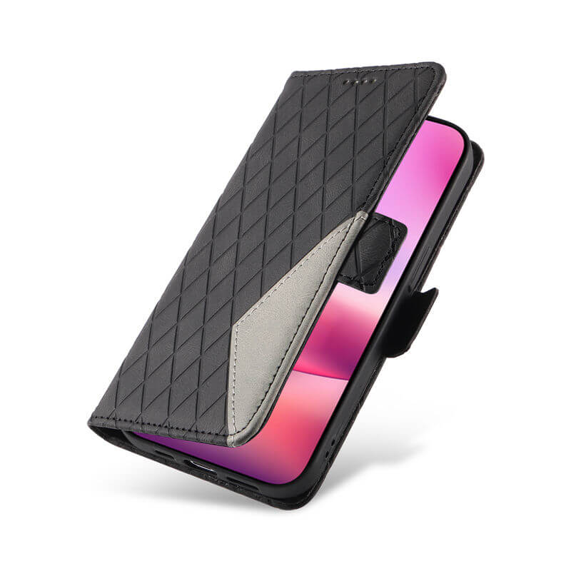 For iPhone 16 Color Splicing Wallet Kickstand Magnetic Case