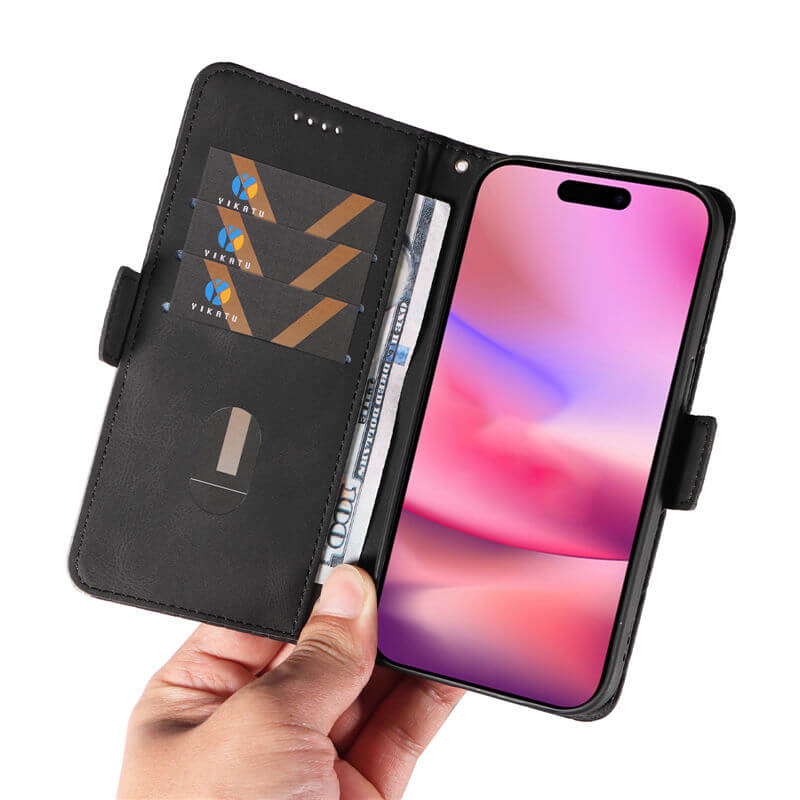 For iPhone 16 Color Splicing Wallet Kickstand Magnetic Case