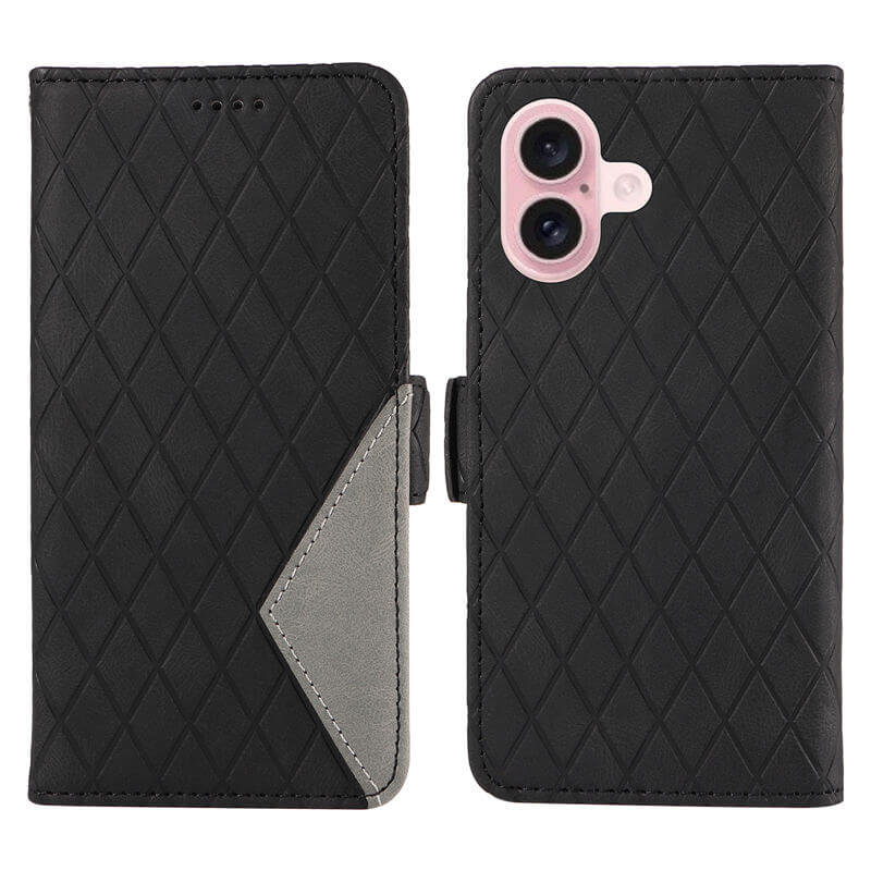 For iPhone 16 Color Splicing Wallet Kickstand Magnetic Case