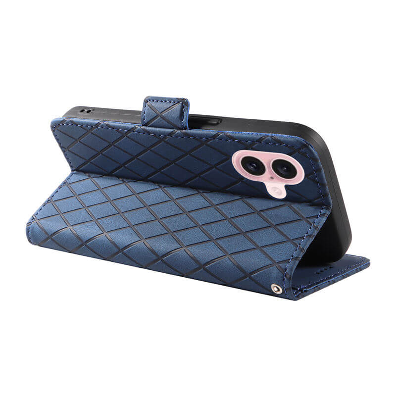 For iPhone 16 Color Splicing Wallet Kickstand Magnetic Case