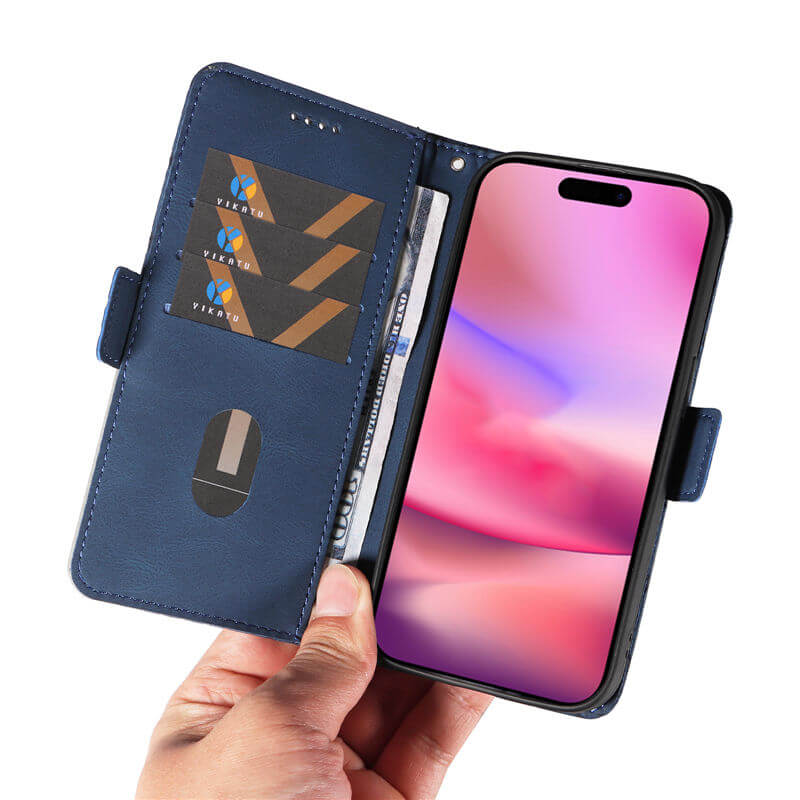 For iPhone 16 Color Splicing Wallet Kickstand Magnetic Case