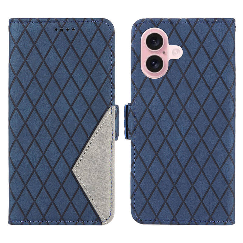 For iPhone 16 Color Splicing Wallet Kickstand Magnetic Case