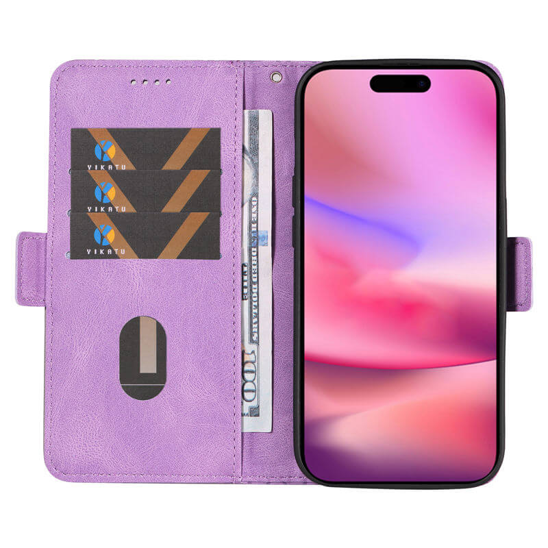 For iPhone 16 Color Splicing Wallet Kickstand Magnetic Case