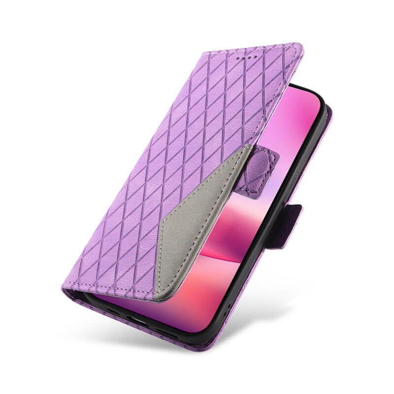 For iPhone 16 Color Splicing Wallet Kickstand Magnetic Case