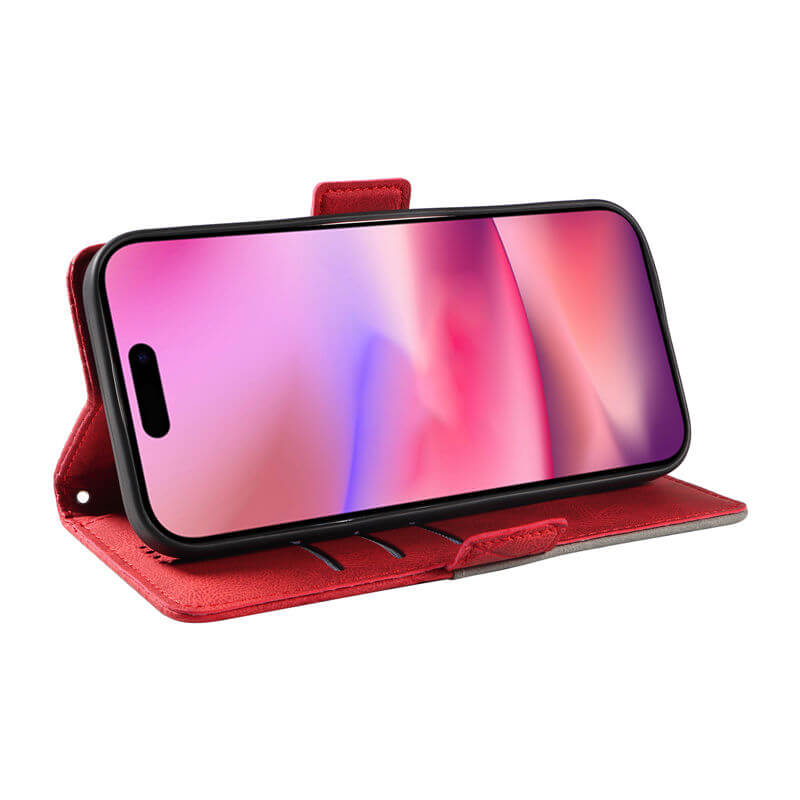 For iPhone 16 Color Splicing Wallet Kickstand Magnetic Case