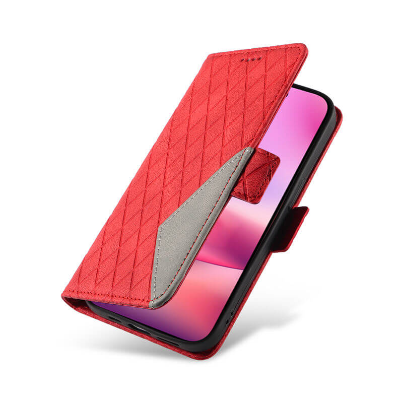 For iPhone 16 Color Splicing Wallet Kickstand Magnetic Case