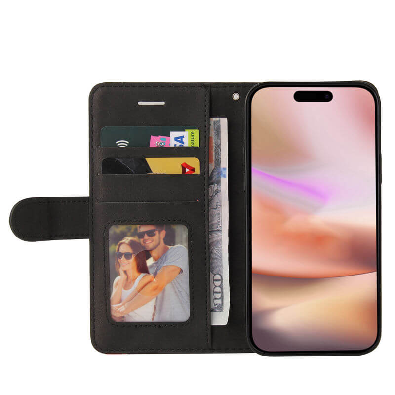 For iPhone 16 Plus Dual-Color Splicing Wallet Magnetic Stand Case