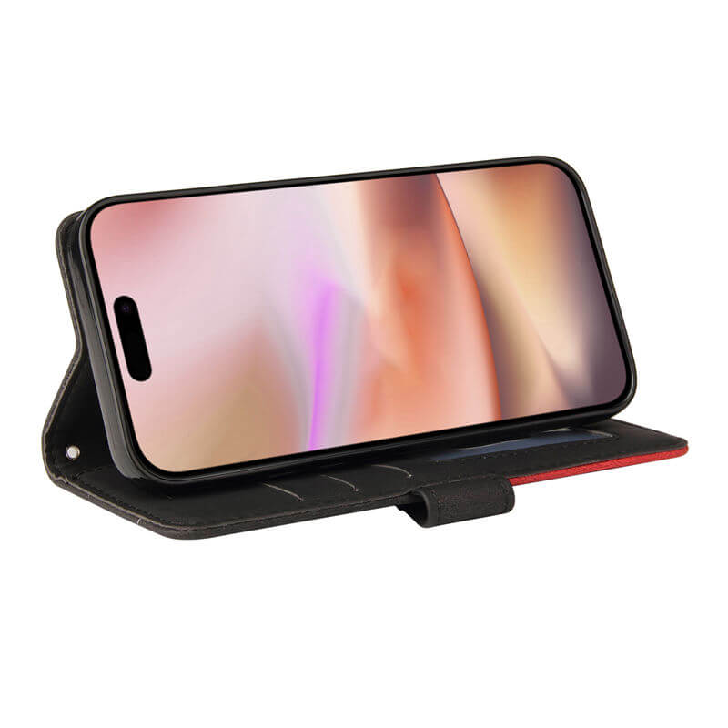 For iPhone 16 Plus Dual-Color Splicing Wallet Magnetic Stand Case