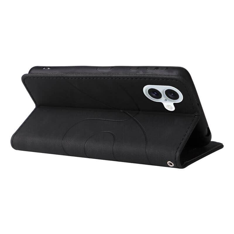 For iPhone 16 Plus Dual-Color Splicing Wallet Magnetic Stand Case