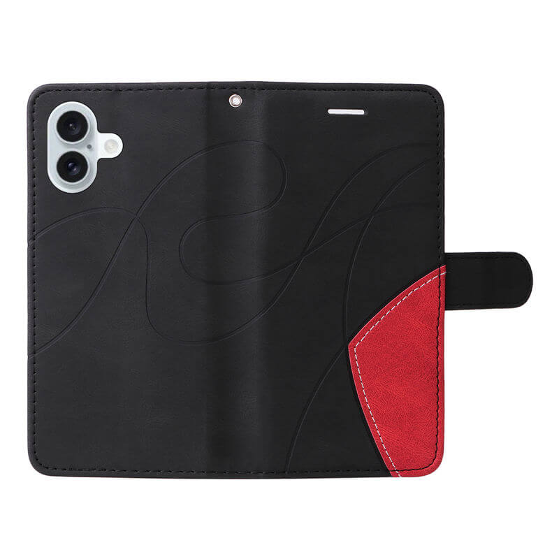 For iPhone 16 Plus Dual-Color Splicing Wallet Magnetic Stand Case