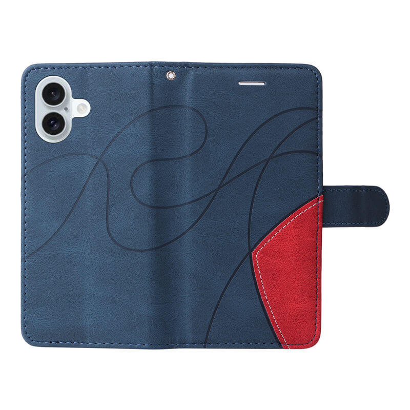 For iPhone 16 Plus Dual-Color Splicing Wallet Magnetic Stand Case