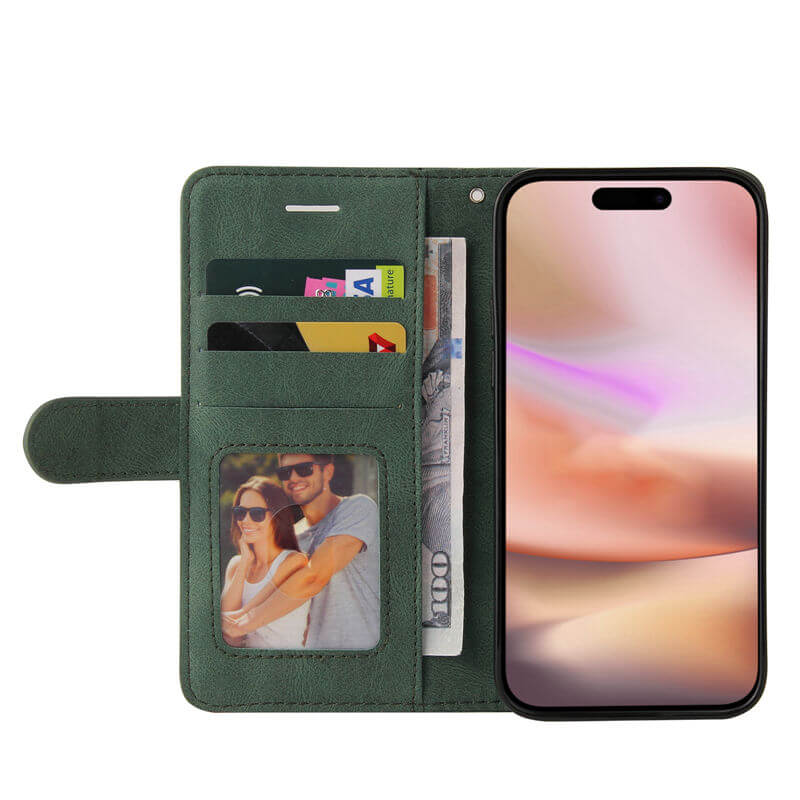 For iPhone 16 Plus Dual-Color Splicing Wallet Magnetic Stand Case