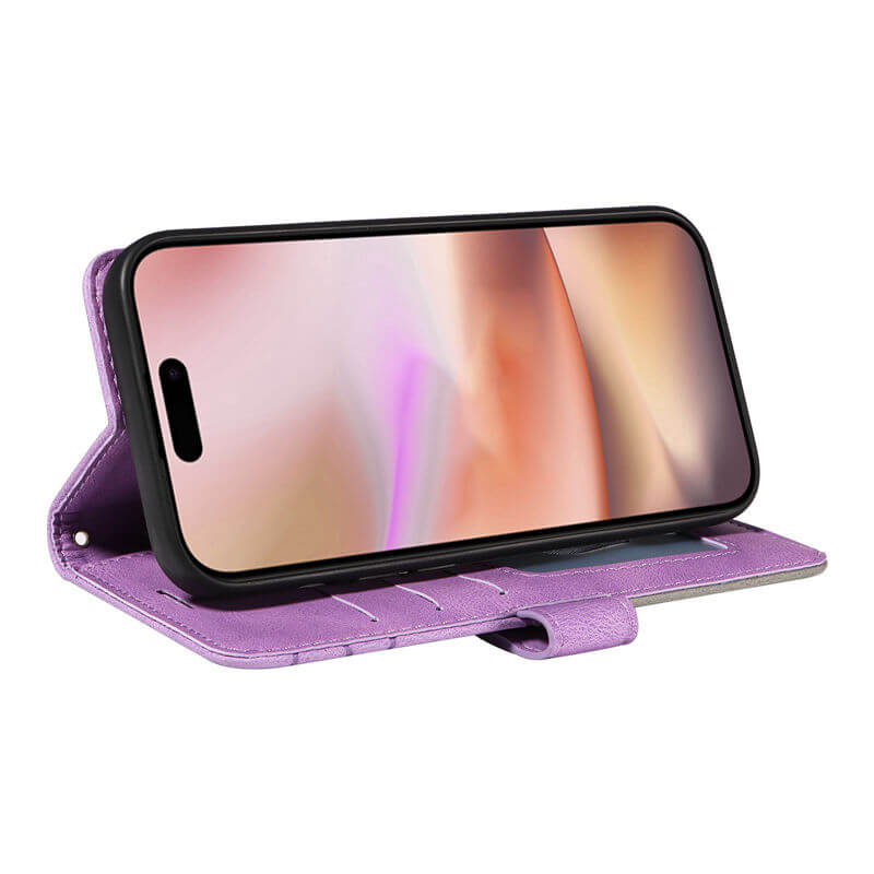 For iPhone 16 Plus Dual-Color Splicing Wallet Magnetic Stand Case