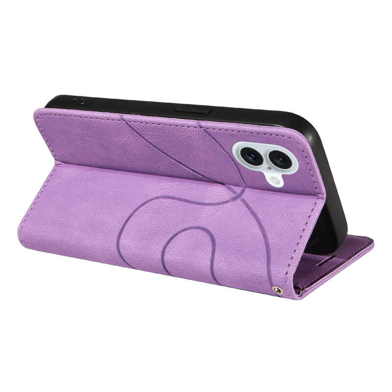 For iPhone 16 Plus Dual-Color Splicing Wallet Magnetic Stand Case