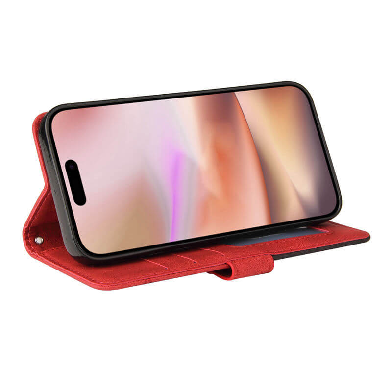 For iPhone 16 Plus Dual-Color Splicing Wallet Magnetic Stand Case