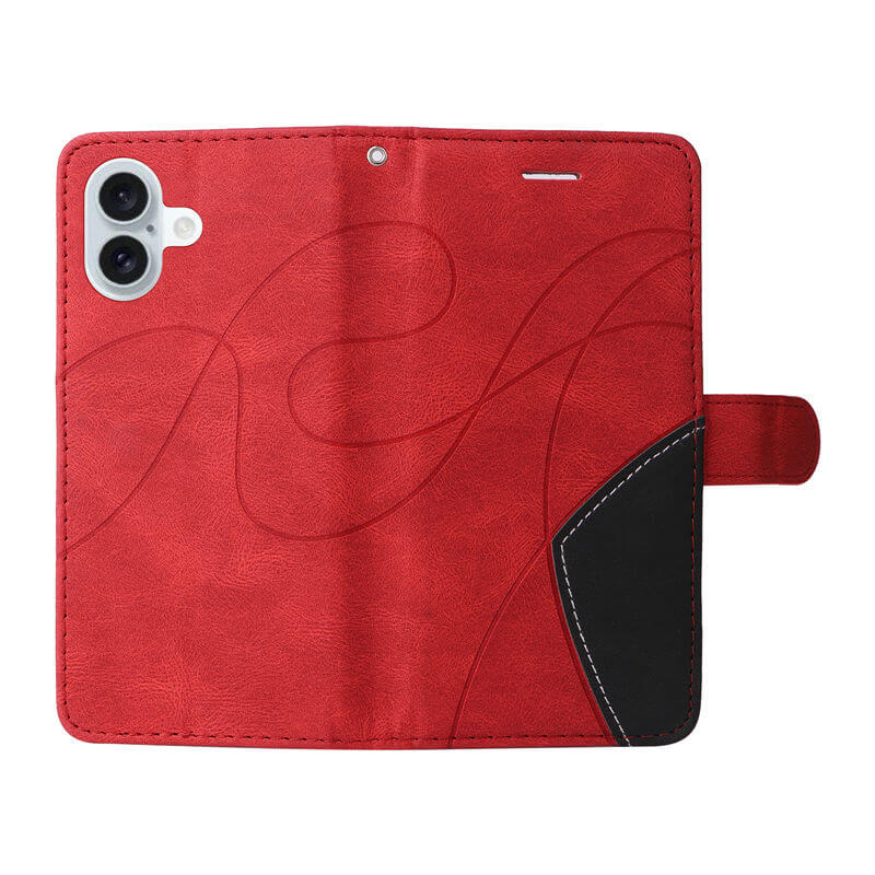 For iPhone 16 Plus Dual-Color Splicing Wallet Magnetic Stand Case