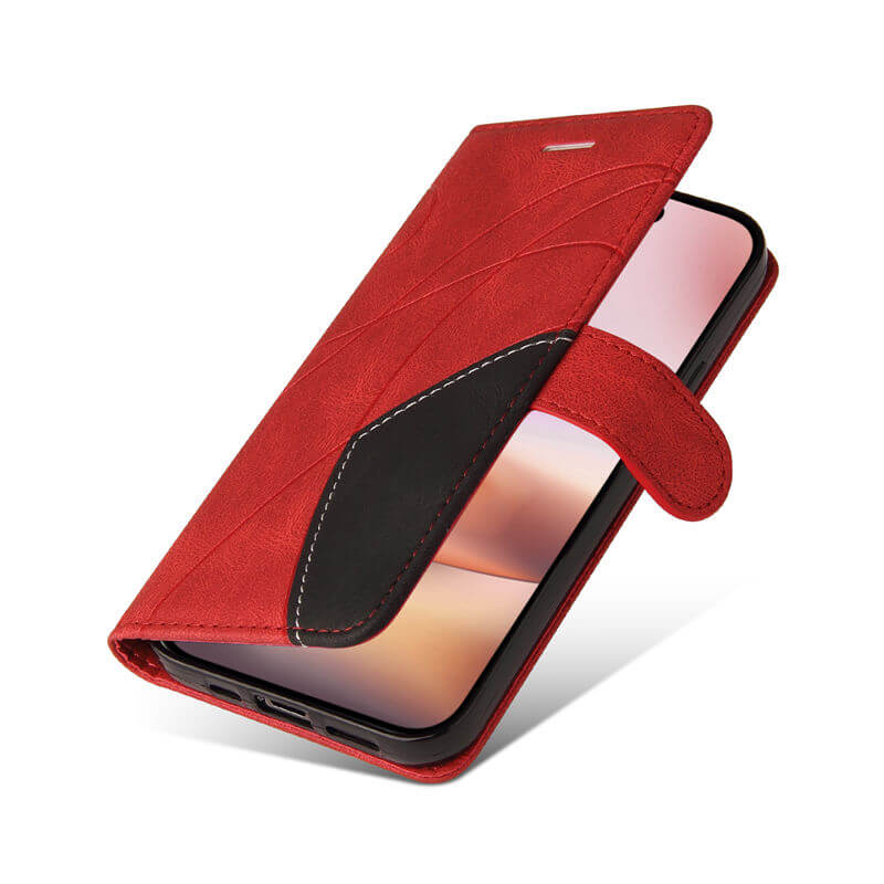 For iPhone 16 Plus Dual-Color Splicing Wallet Magnetic Stand Case