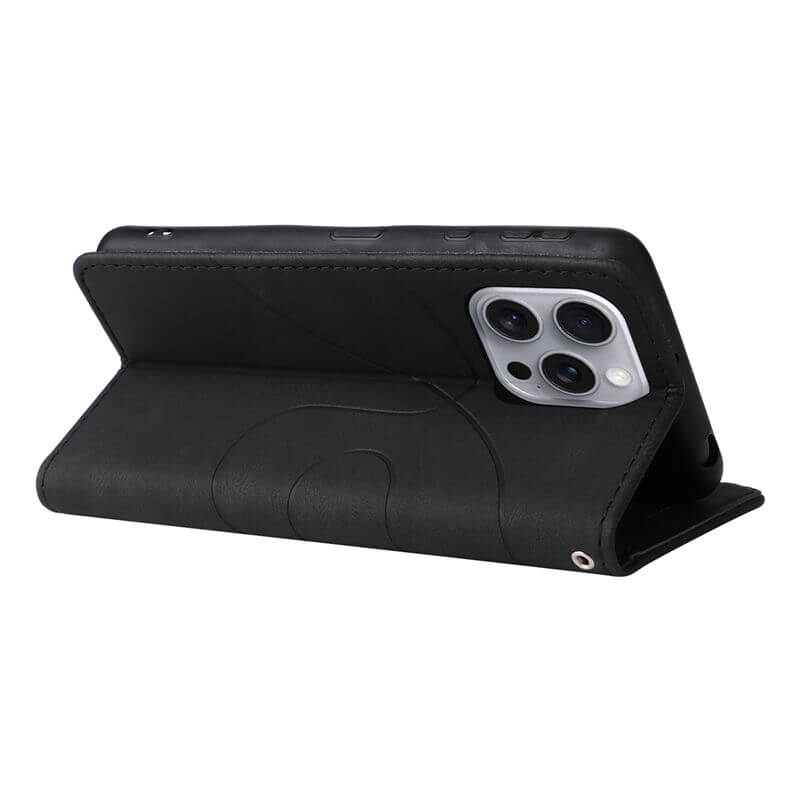 For iPhone 16 Pro Max Dual-Color Splicing Wallet Magnetic Stand Case