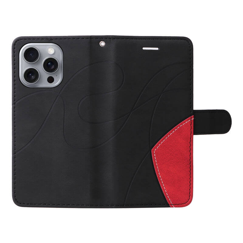 For iPhone 16 Pro Max Dual-Color Splicing Wallet Magnetic Stand Case