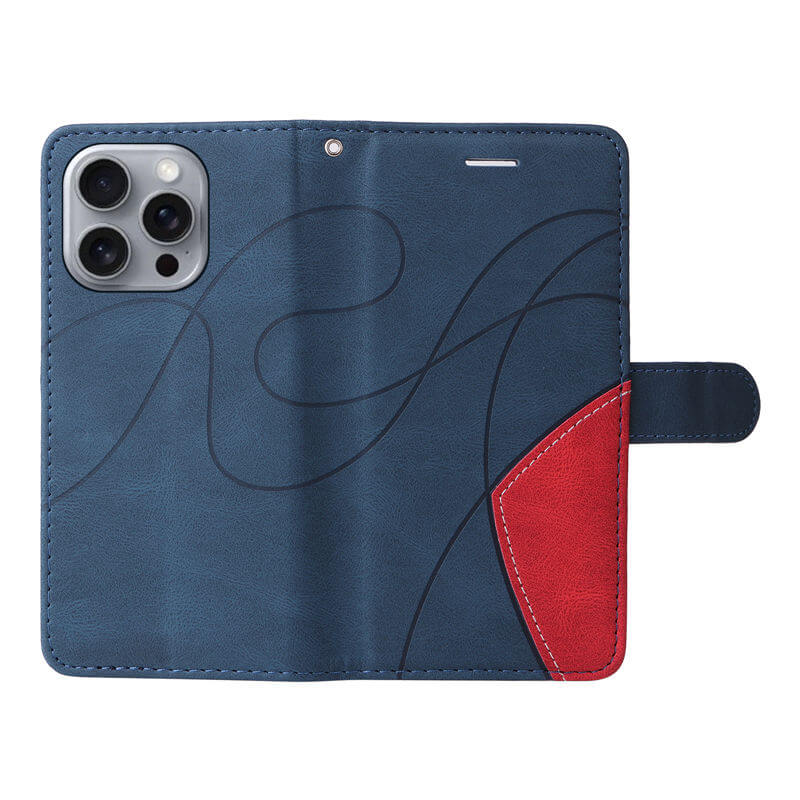 For iPhone 16 Pro Max Dual-Color Splicing Wallet Magnetic Stand Case