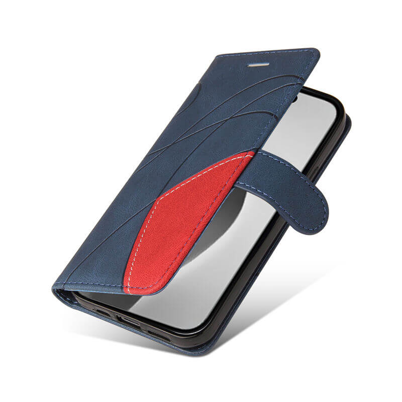 For iPhone 16 Pro Max Dual-Color Splicing Wallet Magnetic Stand Case