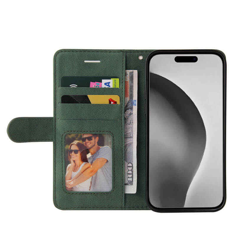 For iPhone 16 Pro Max Dual-Color Splicing Wallet Magnetic Stand Case