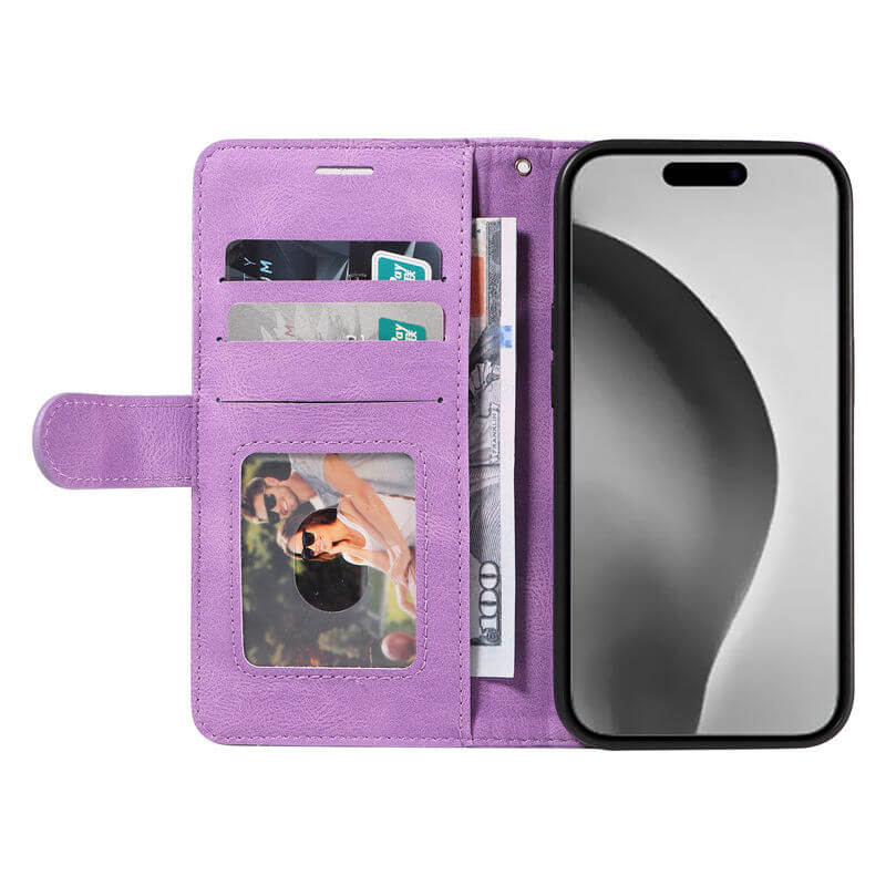 For iPhone 16 Pro Max Dual-Color Splicing Wallet Magnetic Stand Case