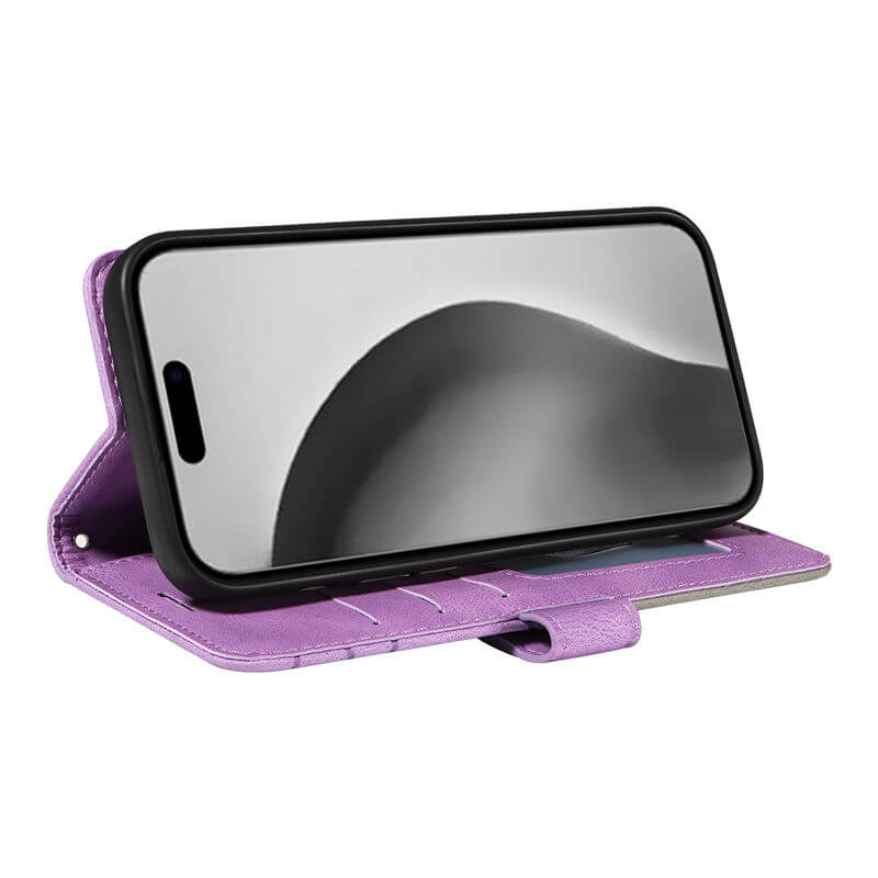 For iPhone 16 Pro Max Dual-Color Splicing Wallet Magnetic Stand Case