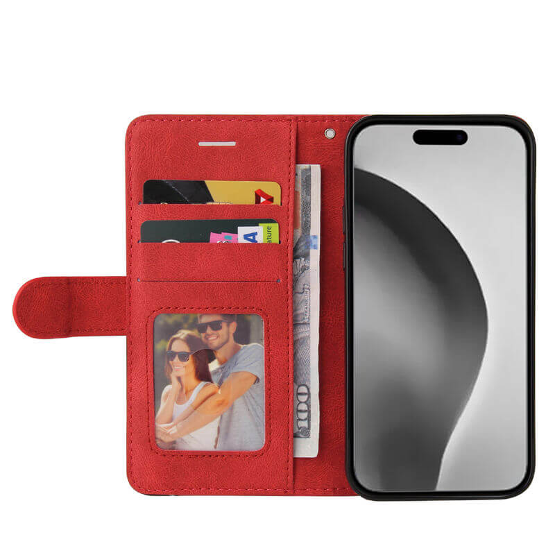 For iPhone 16 Pro Max Dual-Color Splicing Wallet Magnetic Stand Case