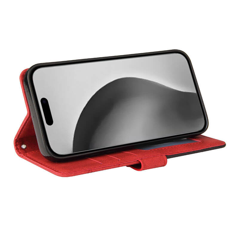 For iPhone 16 Pro Max Dual-Color Splicing Wallet Magnetic Stand Case