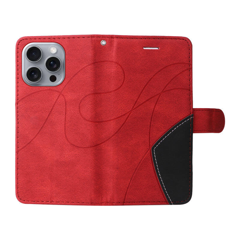 For iPhone 16 Pro Max Dual-Color Splicing Wallet Magnetic Stand Case