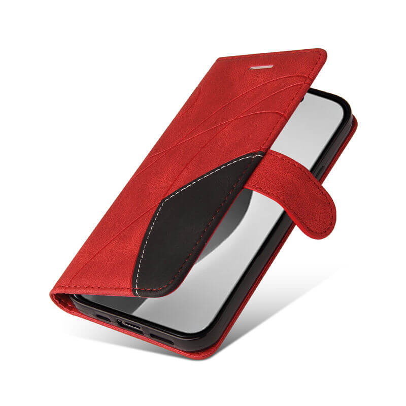 For iPhone 16 Pro Max Dual-Color Splicing Wallet Magnetic Stand Case