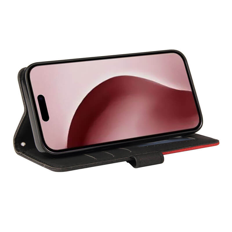 For iPhone 16 Pro Dual-Color Splicing Wallet Magnetic Stand Case