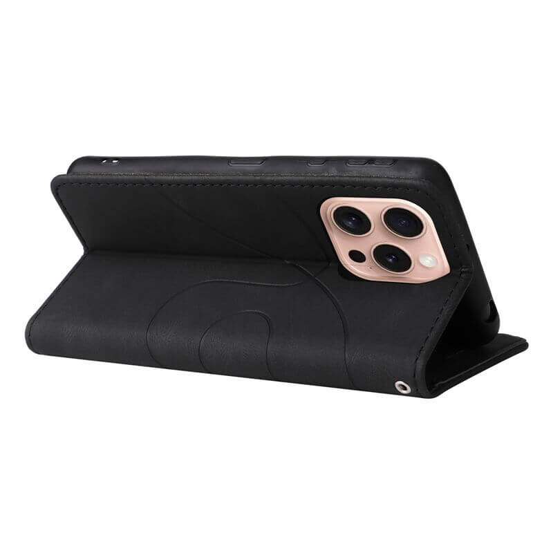 For iPhone 16 Pro Dual-Color Splicing Wallet Magnetic Stand Case