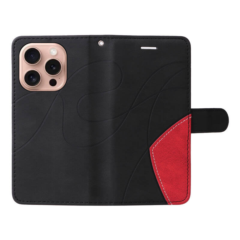 For iPhone 16 Pro Dual-Color Splicing Wallet Magnetic Stand Case