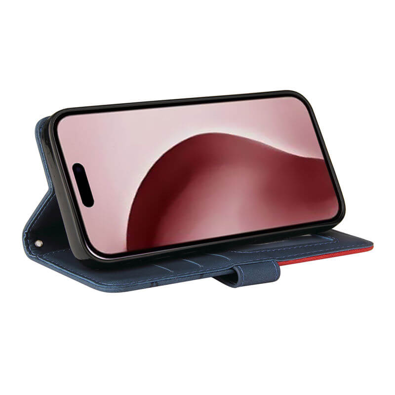 For iPhone 16 Pro Dual-Color Splicing Wallet Magnetic Stand Case