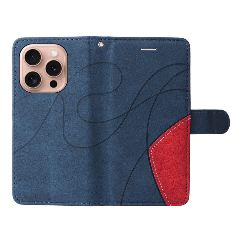 For iPhone 16 Pro Dual-Color Splicing Wallet Magnetic Stand Case