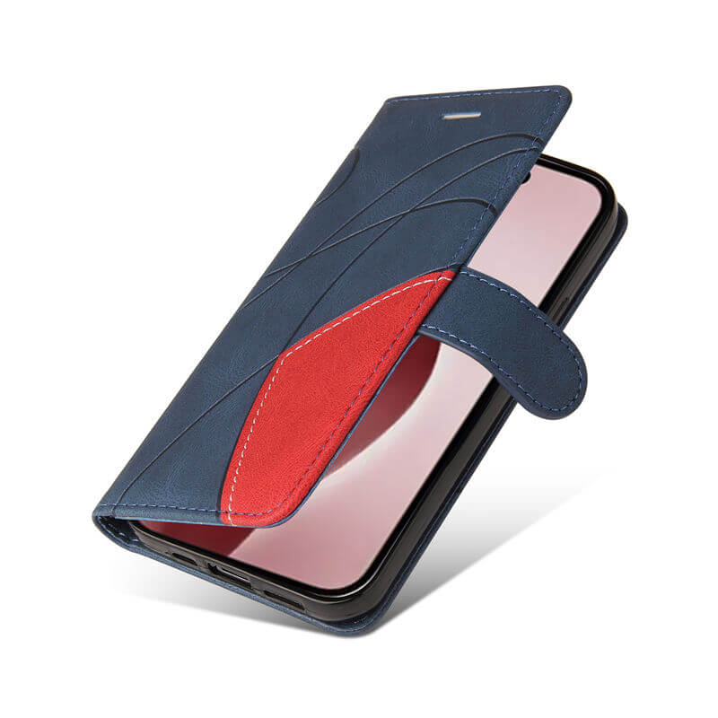 For iPhone 16 Pro Dual-Color Splicing Wallet Magnetic Stand Case