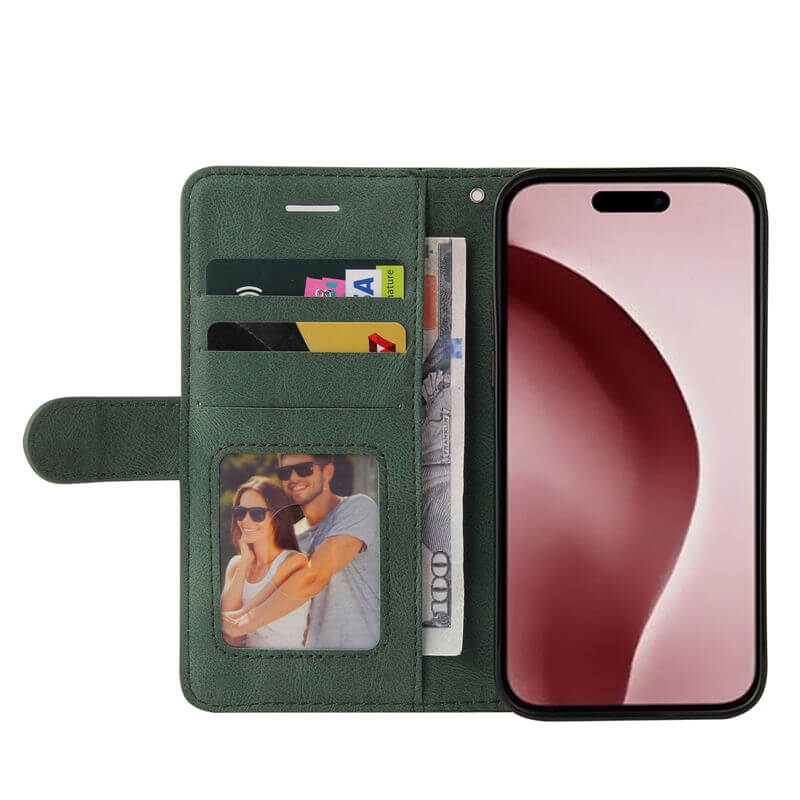 For iPhone 16 Pro Dual-Color Splicing Wallet Magnetic Stand Case