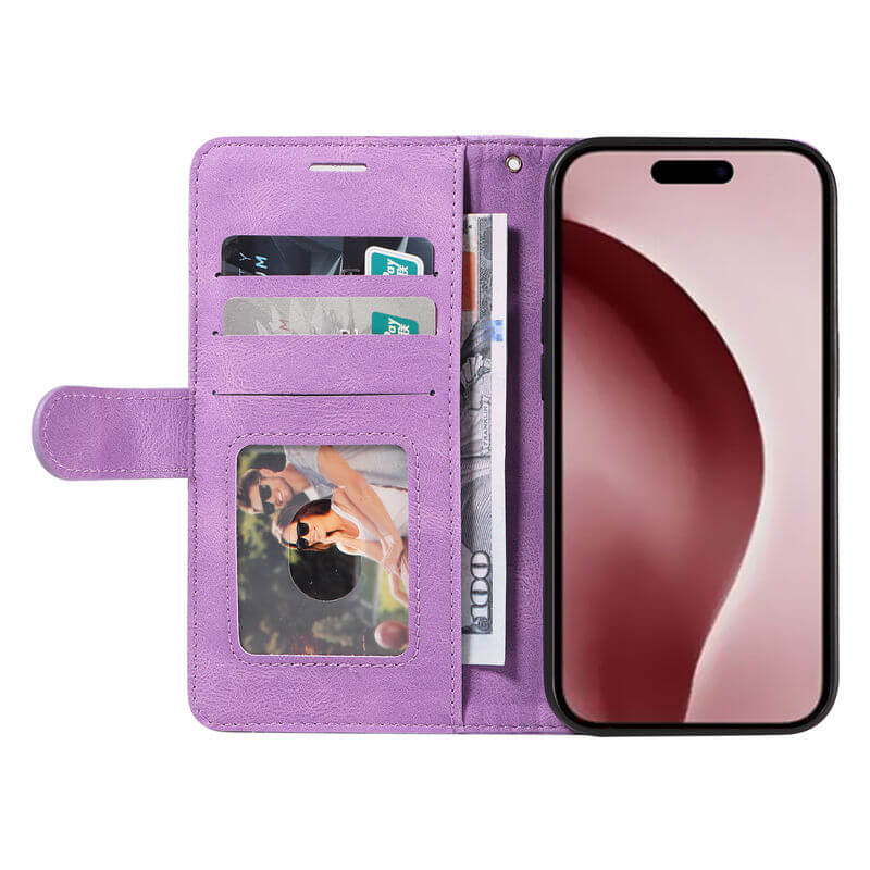 For iPhone 16 Pro Dual-Color Splicing Wallet Magnetic Stand Case