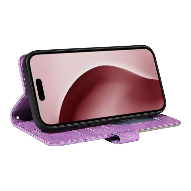 For iPhone 16 Pro Dual-Color Splicing Wallet Magnetic Stand Case