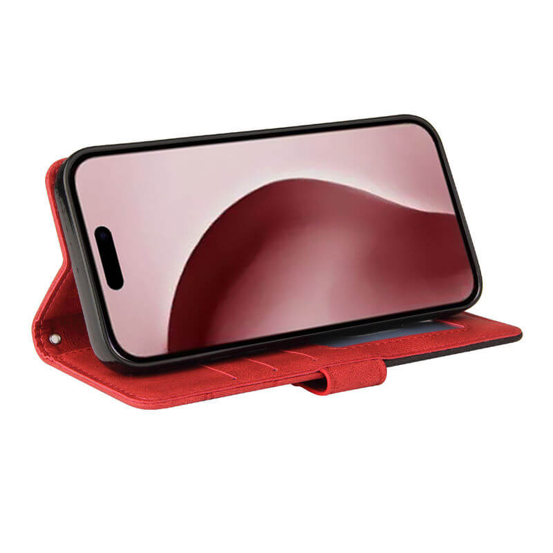 For iPhone 16 Pro Dual-Color Splicing Wallet Magnetic Stand Case