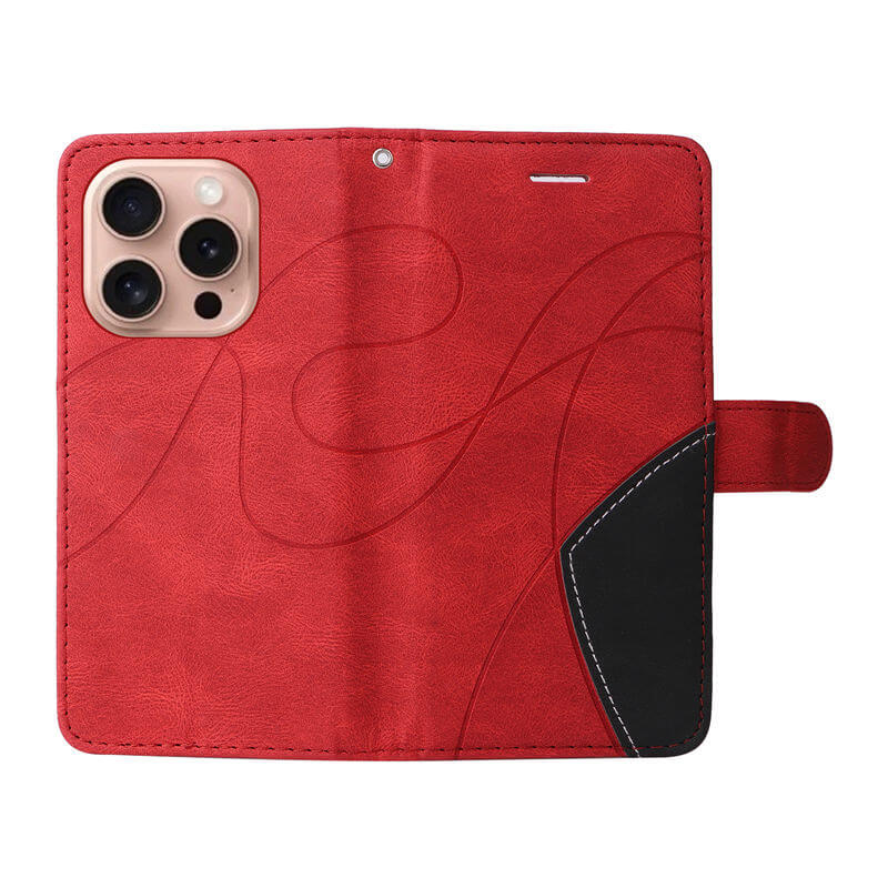 For iPhone 16 Pro Dual-Color Splicing Wallet Magnetic Stand Case