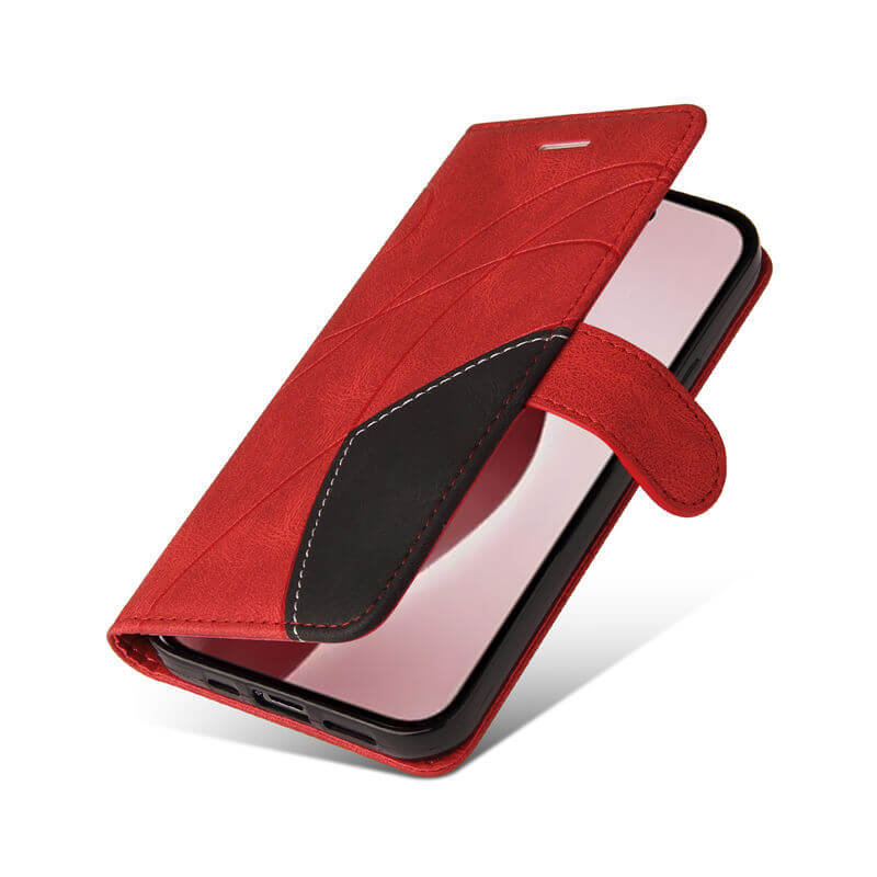 For iPhone 16 Pro Dual-Color Splicing Wallet Magnetic Stand Case