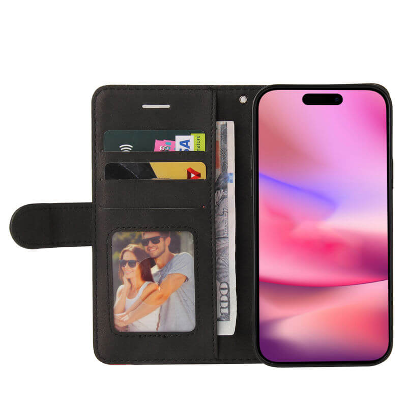 For iPhone 16 Dual-Color Splicing Wallet Magnetic Stand Case