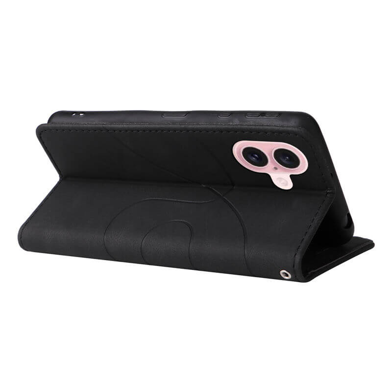 For iPhone 16 Dual-Color Splicing Wallet Magnetic Stand Case