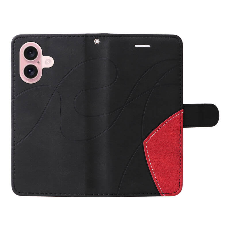 For iPhone 16 Dual-Color Splicing Wallet Magnetic Stand Case