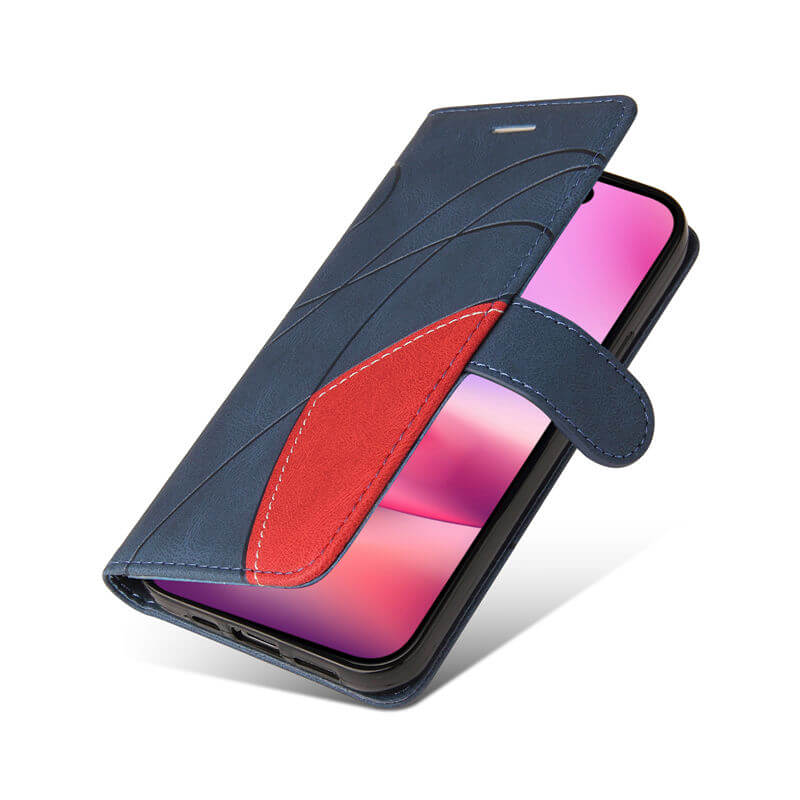 For iPhone 16 Dual-Color Splicing Wallet Magnetic Stand Case