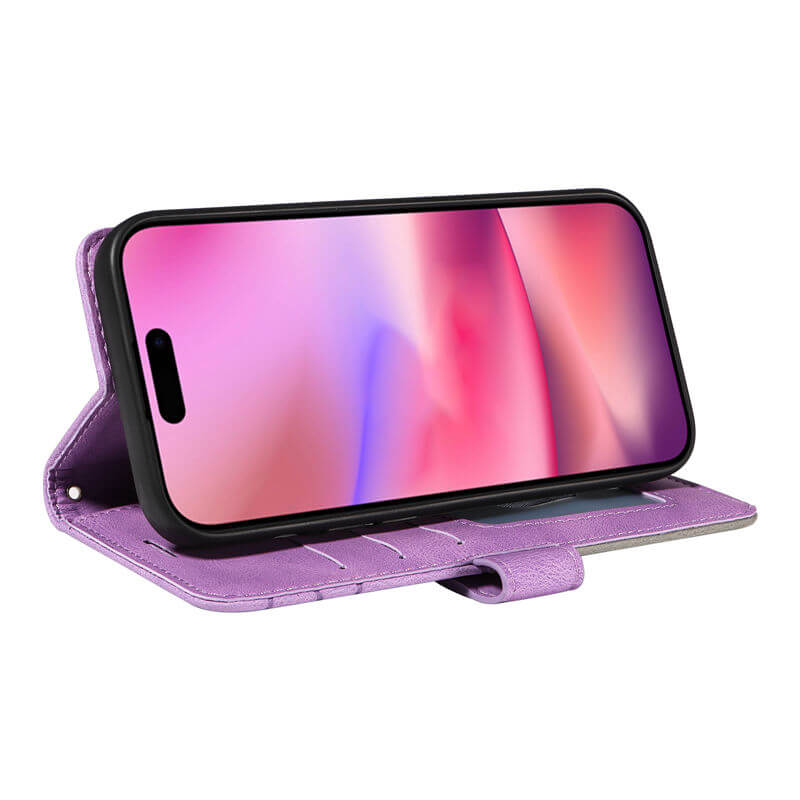 For iPhone 16 Dual-Color Splicing Wallet Magnetic Stand Case